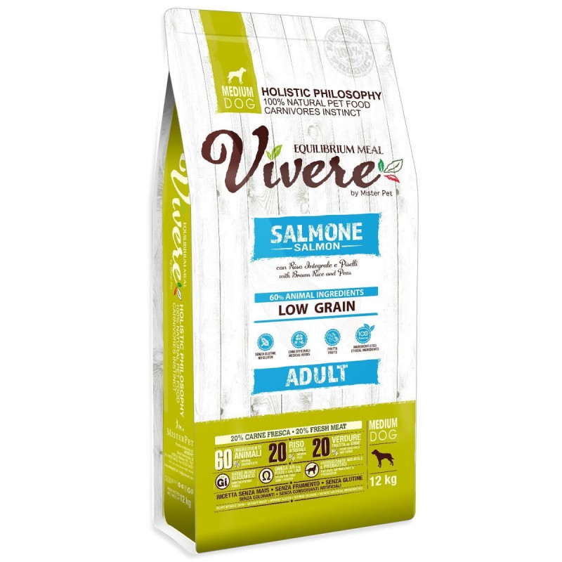 Купить Низкозерновой монобелковый корм Vivere Low Grain Medium с лососем для собак средних пород 12 кг Vivere в Калиниграде с доставкой (фото)