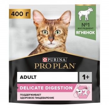 Pro Plan Delicate OPTIDIGEST корм для взрослых кошек всех пород, деликатное пищеварение, с ягненком 400 гр