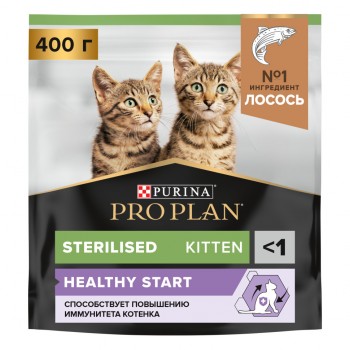 Сухой корм Purina Pro Plan OPTISTART для стерилизованных котят, с высоким содержанием лосося, пакет, 400 г
