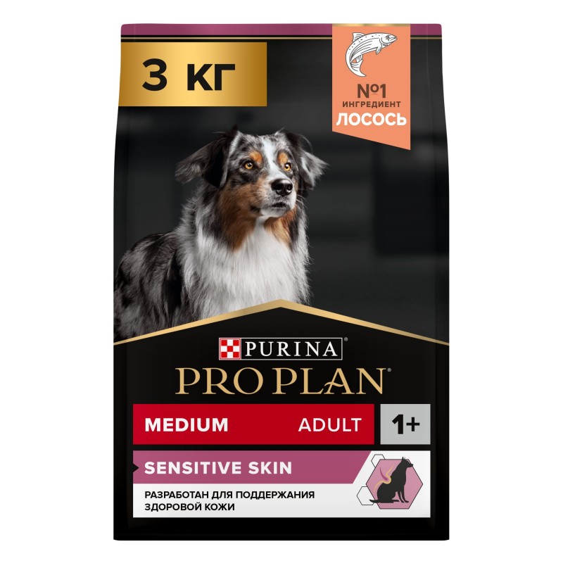 Купить Purina Pro Plan OPTIDERMA для собак средних пород с чувствительной кожей, с лососем 3 кг Pro Plan в Калиниграде с доставкой (фото)