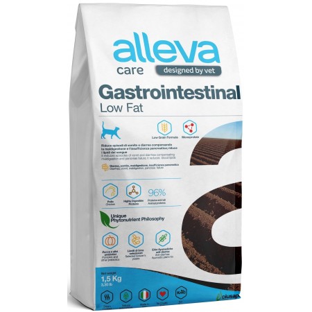 Alleva Care Cat Gastrointestinal Low Fat диета для взрослых кошек при заболеваниях ЖКТ с низким содержанием жиров, 1,5 кг