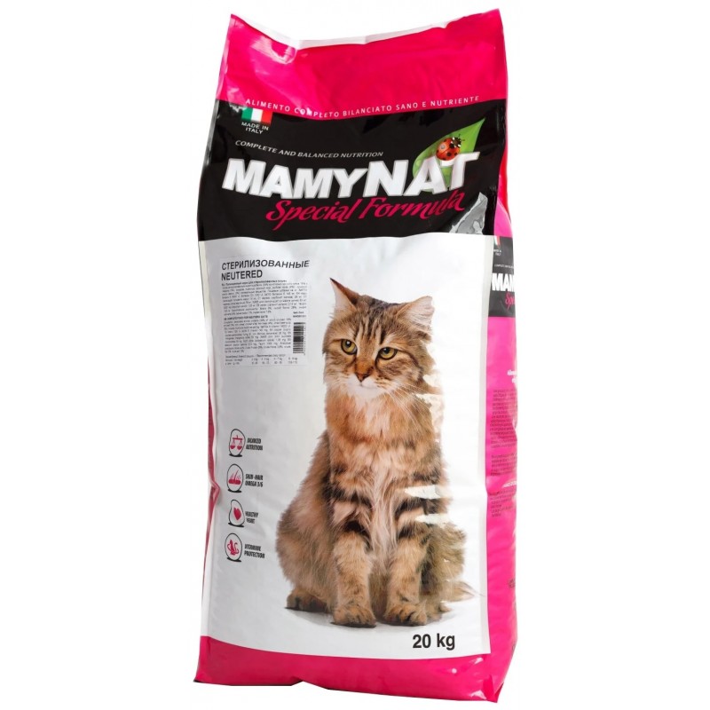 Купить Сухой корм для взрослых стерилизованных кошек всех пород MamyNAT Adult Sterilized, 20 кг MamyNAT в Калиниграде с доставкой (фото)