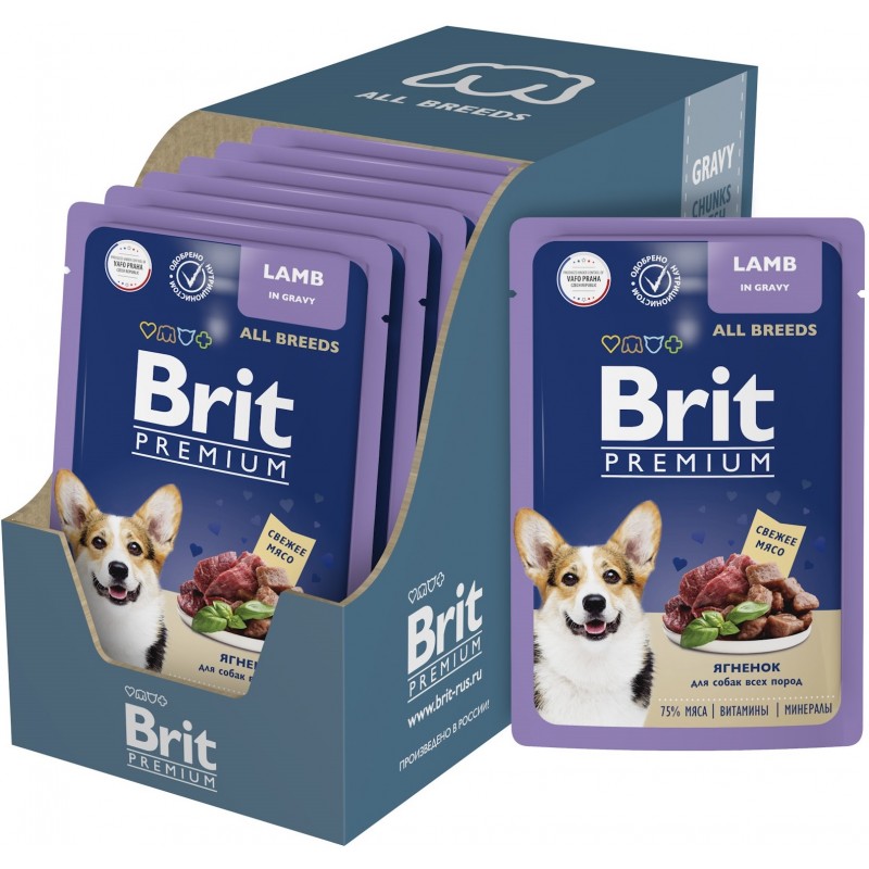 Купить Консервы Brit Premium ягненок в соусе для взрослых собак всех пород, 85 гр Brit в Калиниграде с доставкой (фото)