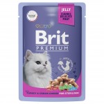 Купить Консервы Brit Premium индейка с сыром в желе для взрослых стерилизованных кошек, 85 г Brit в Калиниграде с доставкой (фото 2)