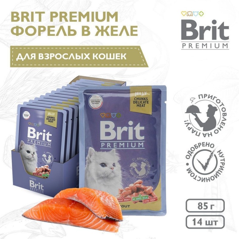 Купить Консервы Brit Premium форель в желе для взрослых кошек, 85 г Brit в Калиниграде с доставкой (фото)