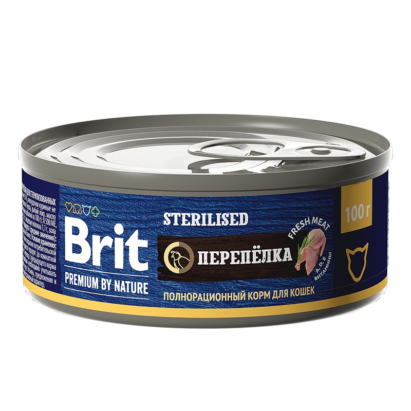 Купить Brit Premium by Nature консервы с мясом перепёлки для стерилизованных кошек, 100 гр Brit в Калиниграде с доставкой (фото)