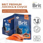 Купить Консервы Brit Premium лосось в соусе для взрослых стерилизованных кошек, 85 г Brit в Калиниграде с доставкой (фото)
