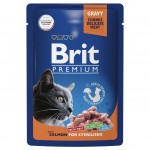 Купить Консервы Brit Premium лосось в соусе для взрослых стерилизованных кошек, 85 г Brit в Калиниграде с доставкой (фото 7)