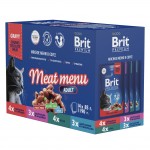 Промопак: Консервы Brit Premium Мясное меню в соусе для взрослых кошек, 14х85 г