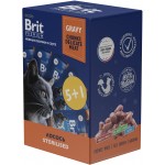 Промопак: Консервы Brit Premium Пауч 5+1 лосось в соусе для взрослых стерилизованных кошек, 6х85 г