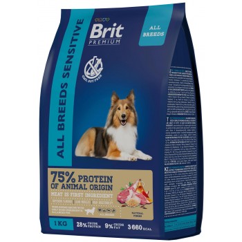 Brit Premium Dog Sensitive с ягненком и индейкой для собак с чувствительным пищеварением, 1 кг