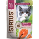 Купить Консервы премиум класса SIRIUS для взрослых кошек лосось с овощами, кусочки в соусе, 85 г Sirius в Калиниграде с доставкой (фото)
