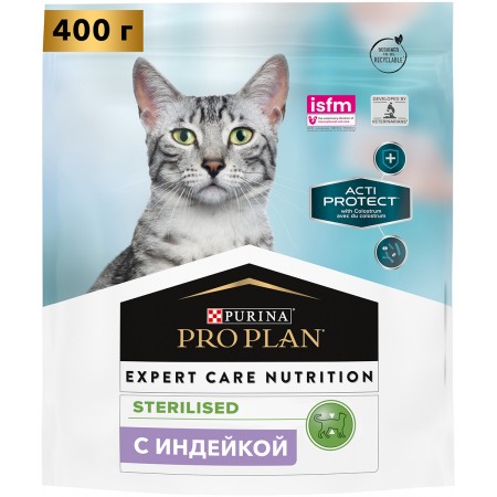 Сухой корм PRO PLAN ACTI PROTECT CAT STERILISED для стерилизованных кошек с индейкой, 400 гр