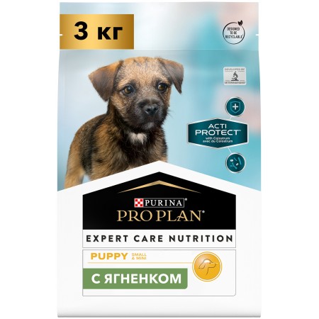 Pro Plan Acti Protect сухой корм для щенков мелких пород с чувствительным пищеварением, с ягненком, 3 кг