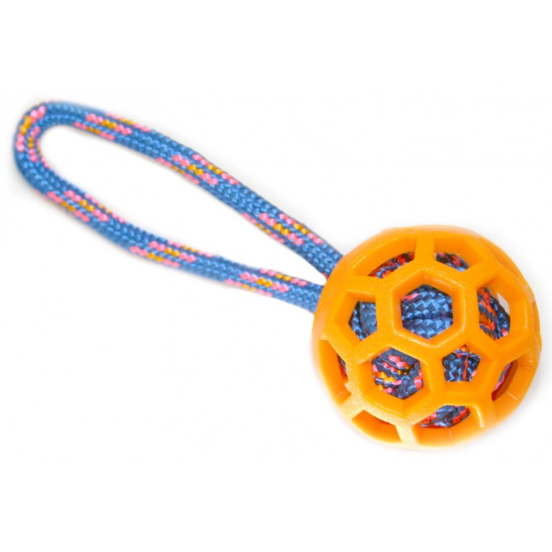 Купить Nems игрушка для собак Мяч резиновый с цветной веревкой 7,6 см NEMS в Калиниграде с доставкой (фото)