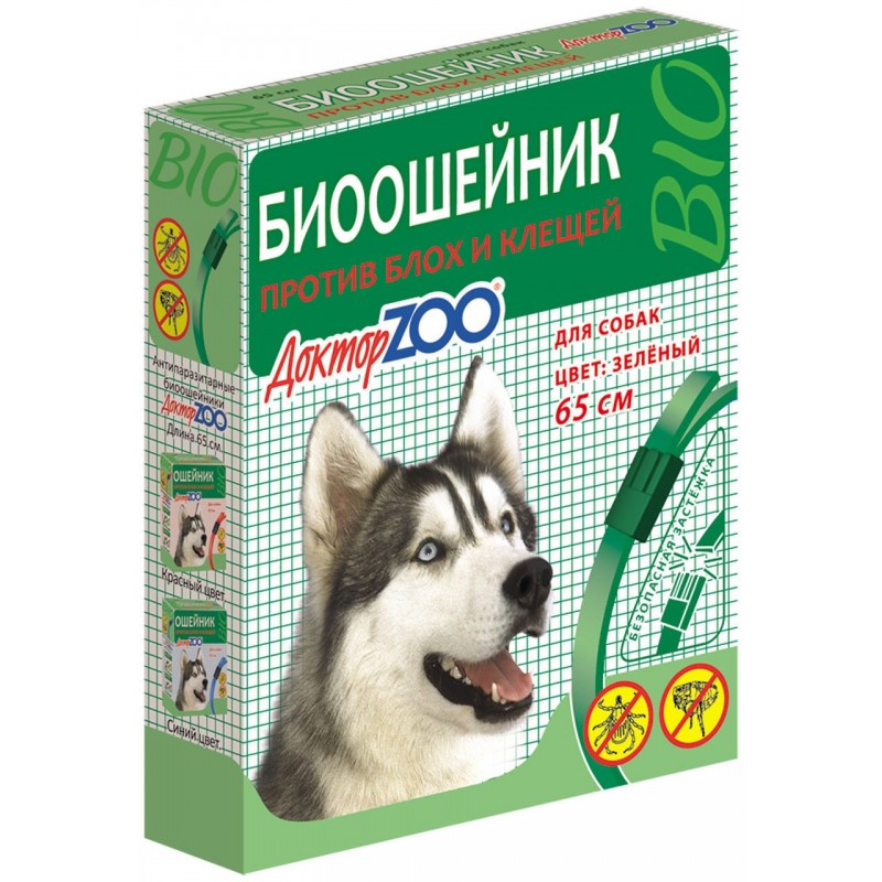 Купить Биоошейник Доктор ZOO для собак, 65 см, цвет зеленый Доктор Zoo в Калиниграде с доставкой (фото)