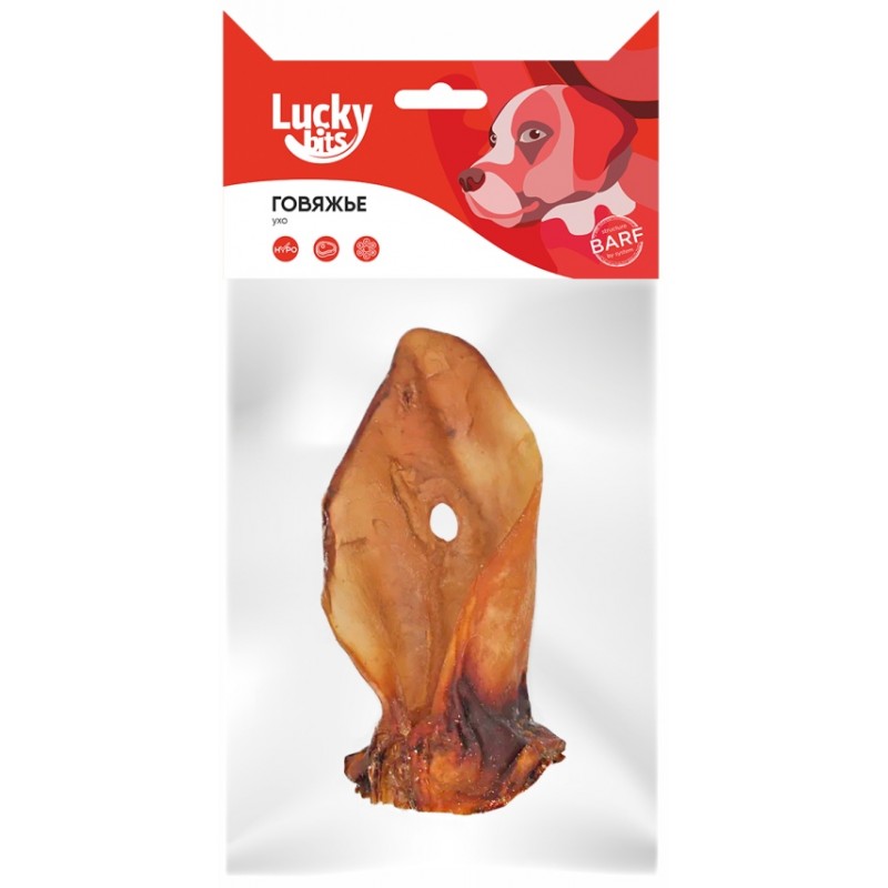 Купить Лакомство для собак Lucky bits ухо говяжье целое, 50 г Lucky bits в Калиниграде с доставкой (фото)