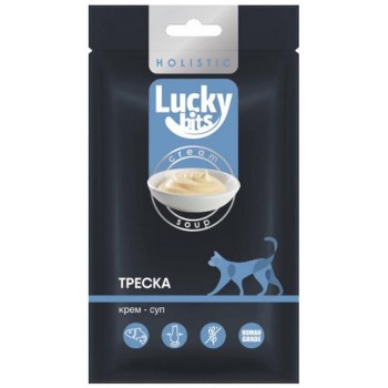 Лакомство для кошек Lucky bits крем-суп из филе трески, 5х20 г