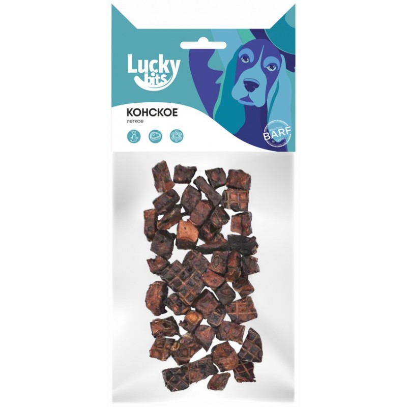 Купить Лакомство для собак Lucky bits конское легкое, 40 г Lucky bits в Калиниграде с доставкой (фото)