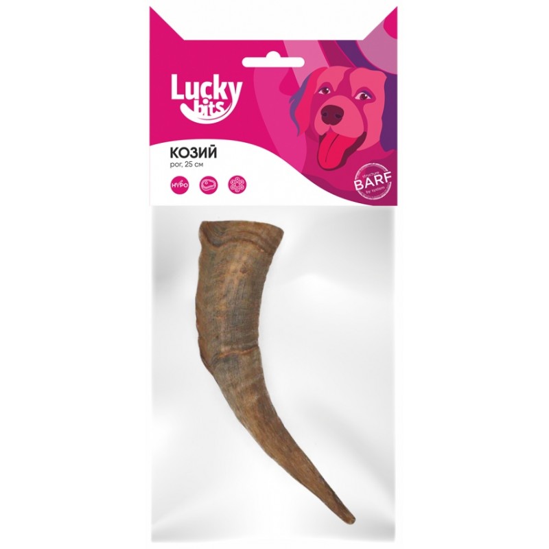 Купить Лакомство для собак Lucky bits козий рог, размер М, 25 см, 160 г Lucky bits в Калиниграде с доставкой (фото)