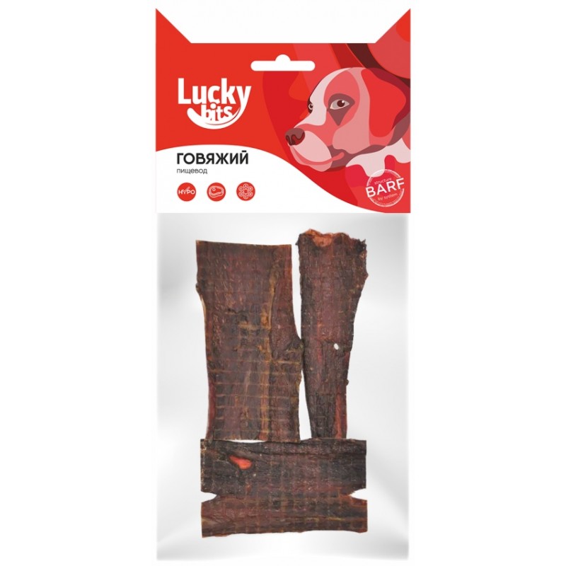 Купить Лакомство для собак Lucky bits говяжий пищевод, 40 г Lucky bits в Калиниграде с доставкой (фото)