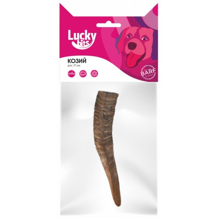 Лакомство для собак Lucky bits козий рог, размер S, 17 см, 80 г