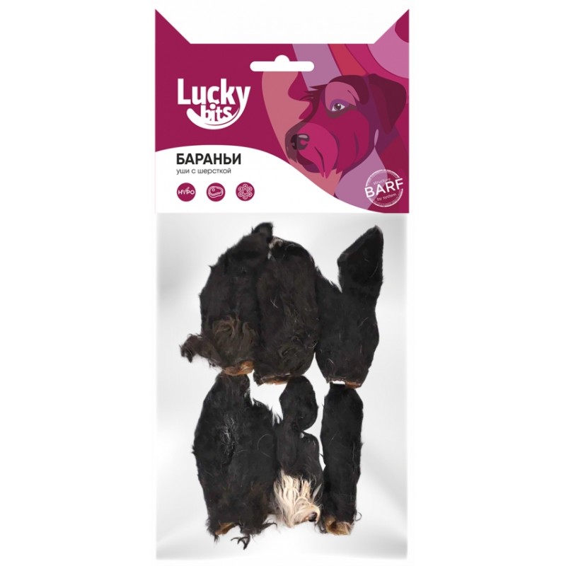 Купить Лакомство для собак Lucky bits бараньи уши с мехом, 40 г Lucky bits в Калиниграде с доставкой (фото)