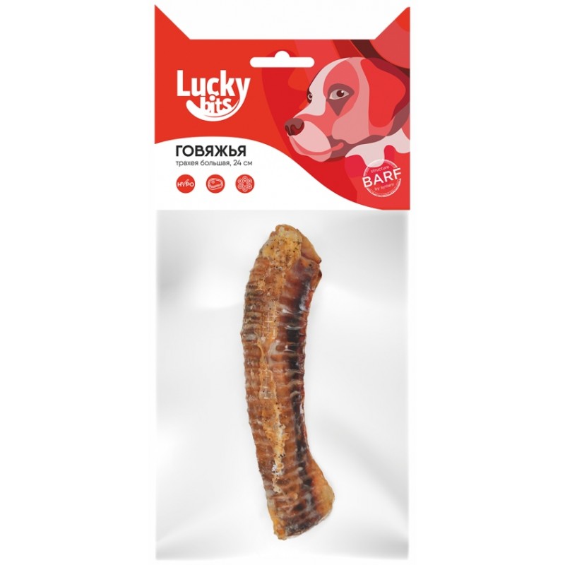 Купить Лакомство для собак Lucky bits трахея говяжья, 24 см, 1 шт., 75 г Lucky bits в Калиниграде с доставкой (фото)