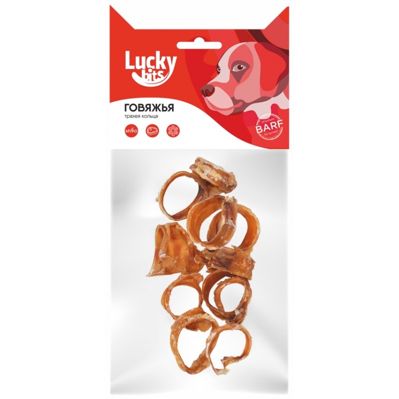 Купить Лакомство для собак Lucky bits трахея говяжья (кольца), 40 г Lucky bits в Калиниграде с доставкой (фото)