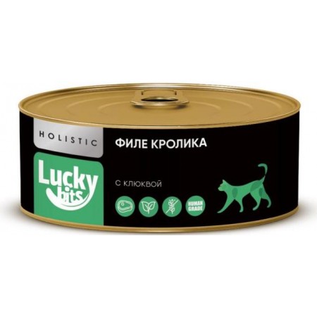 Беззерновые консервы для кошек Lucky bits Holistic мясо кролика с клюквой, 100 г