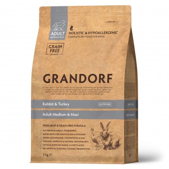 Grandorf беззерновой гипоаллергенный корм для взрослых собак всех пород, кролик с бататом 3 кг