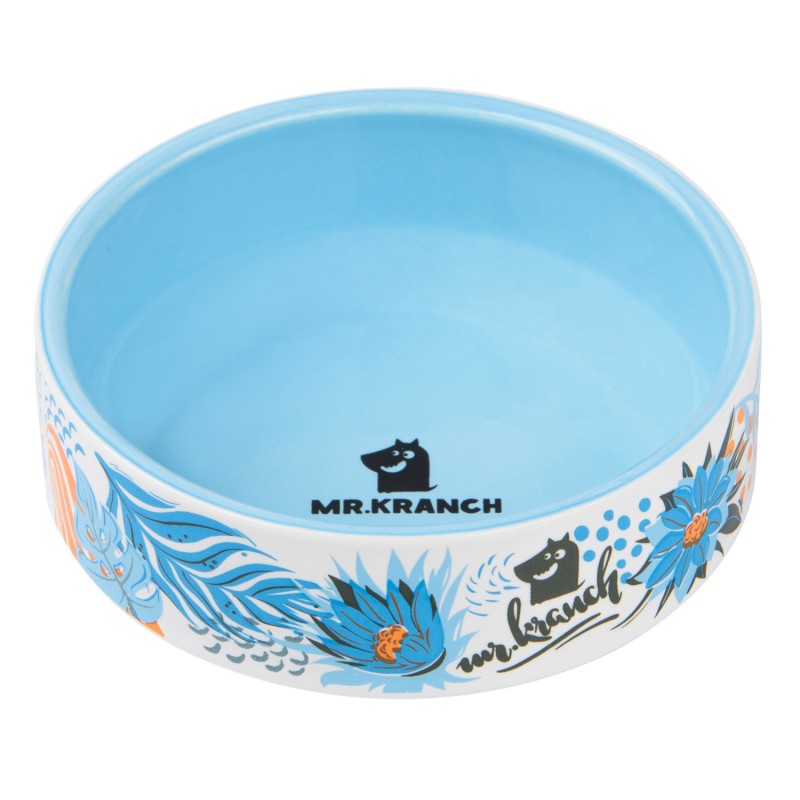 Купить Миска Mr.Kranch для собак и кошек из фарфора "Тропики", 350мл, голубая Mr.Kranch в Калиниграде с доставкой (фото)