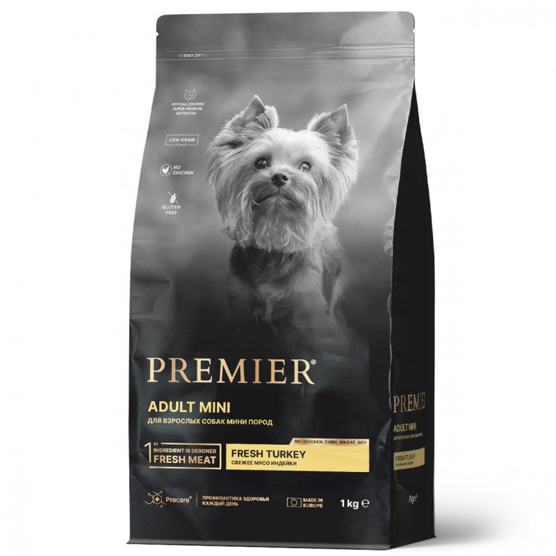 Купить Гипоаллергенный низкозерновой корм Premier с индейкой для взрослых собак мелких пород, 1 кг PREMIER в Калиниграде с доставкой (фото)