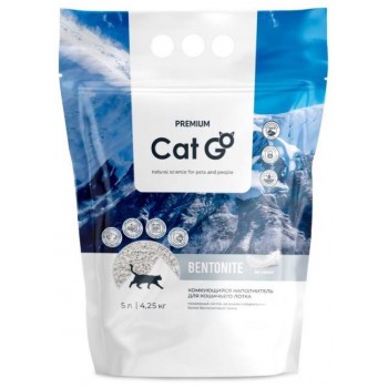Наполнитель Cat Go BENTONITE для кошачьего туалета, комкующийся, оригинал, без запаха, 5 л / 4,25 кг