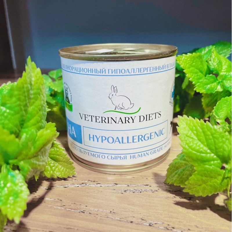 Влажный гипоаллергенный корм для активных кошек Кормилец «HYPOALLERGENIC» Veterinary Diets HA с кроликом, 240 гр