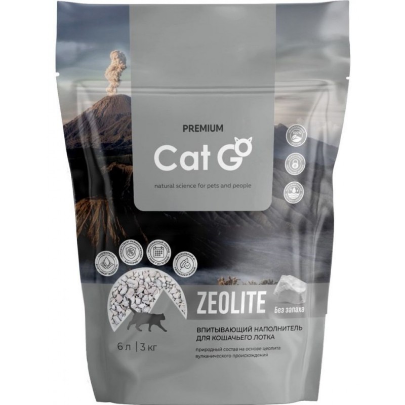 Купить Наполнитель Cat Go ZEOLITE для кошачьего туалета, впитывающий, цеолит, без запаха, 3 кг / 6 л Cat Go в Калиниграде с доставкой (фото)