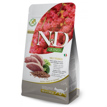 Farmina N&D Cat quinoa Neutered duck беззерновой корм для стерилизованных кошек. Утка, киноа, брокколи и спаржа, 300 гр