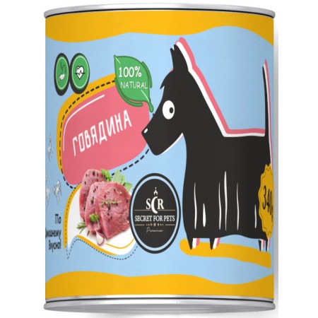 Консервы для собак Secret For Pets Premium Life Forse, говядина, 340 гр