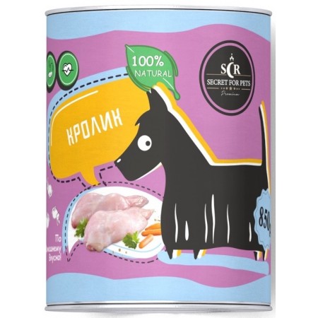 Консервы для собак Secret For Pets Premium Life Forse, с кроликом, 340 гр