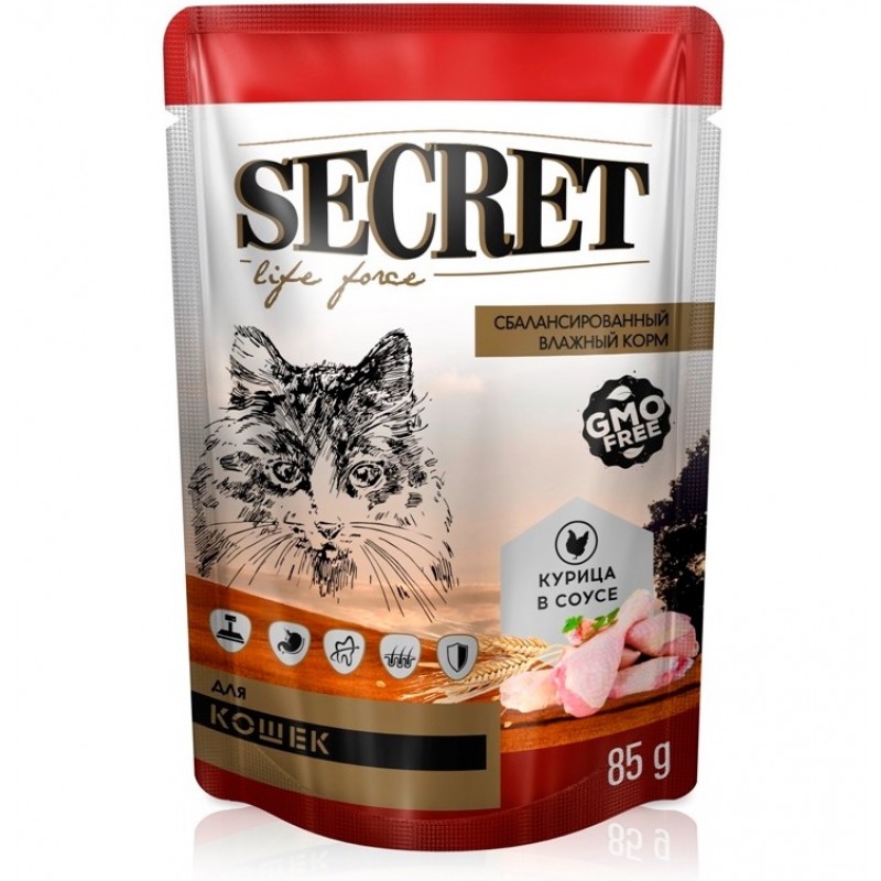 Купить Консервы для кошек Secret For Pets Premium Life Forse курица в соусе, 85 гр Secret в Калиниграде с доставкой (фото)