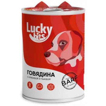 Консервы для собак всех пород с 6 месяцев Lucky bits с говядиной, клюква и тыква, 400 г