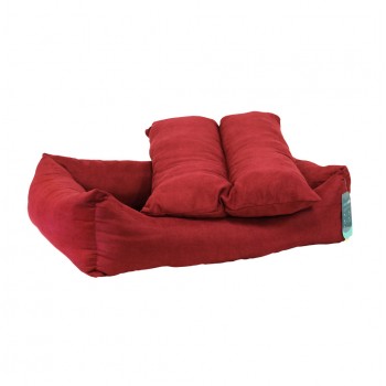 Лежанка STORYTAILS MUSHU прямоугольная из велюра, красный рубин, S 60x50x19 см