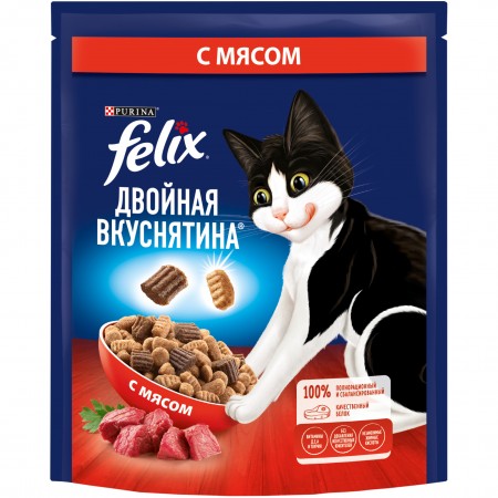 Felix Двойная вкуснятина для домашних кошек, с мясом, 200 гр
