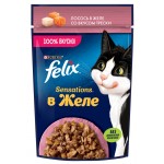 Купить Felix Sensations для кошек, с лососем в желе с добавлением трески, 75 г Felix в Калиниграде с доставкой (фото 1)