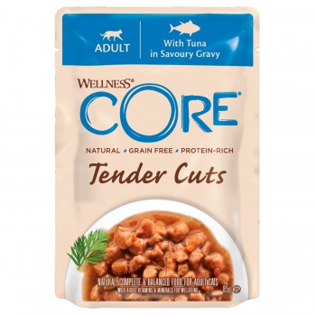 Беззерновые консервы для кошек Wellness CORE TENDER CUTS из тунца в виде нарезки в соусе 85 г