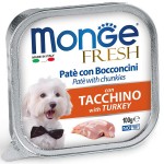 Влажный корм для собак Monge Dog Fresh PATE e BOCCONCINI con TACCINO Нежный паштет с индейкой 100г