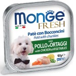 Консервы для собак Monge Dog Fresh PATE e BOCCONCINI con POLLO e ORTAGGI Нежный паштет из курицы с овощами 100г