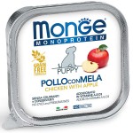 Монопротеиновые беззерновые консервы для щенков Monge Dog Monoprotein Fruits паштет из курицы с яблоком 150г