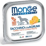 Монопротеиновые консервы Monge "Dog Monoproteico Fruits", для собак, паштет из индейки с рисом и цитрусовыми, 150 г