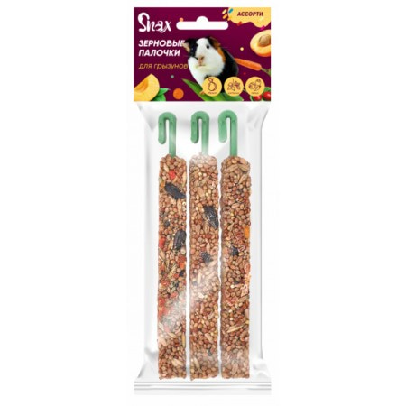 Зерновые палочки для грызунов Snax ассорти – овощи, шиповник, абрикос, 3 шт., 75 г